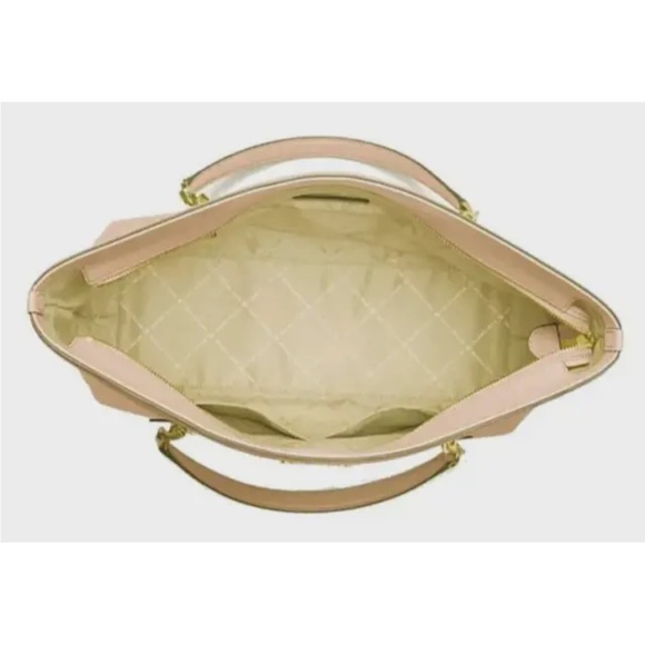 New Michael Kors Jet Set Medium Front Zip Chain Tote Pebble Leather Powder Blush - Picture 2 of 3